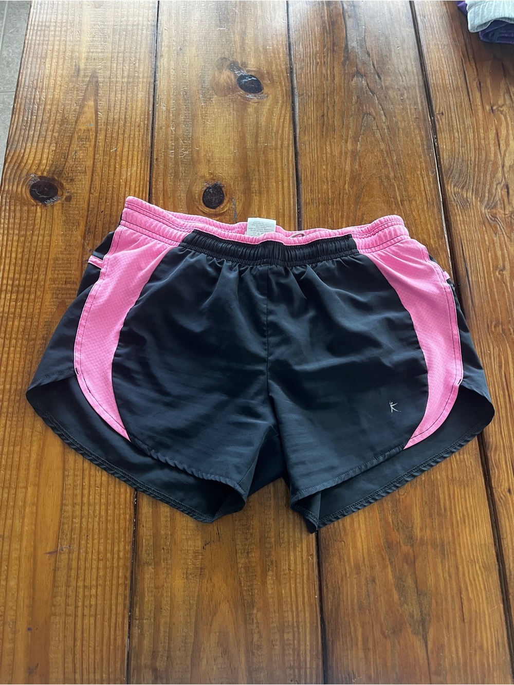 Danskin Now Black Athletic Shorts with Pink Panels